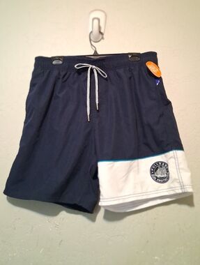 UPF 50+ Sports Short Ultra Quick Dry Surfer Beach SzXL Navy/White Swimwear